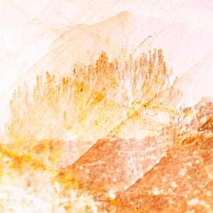 photographic abstract desert art created by combining three images and processing to change the colors and elements