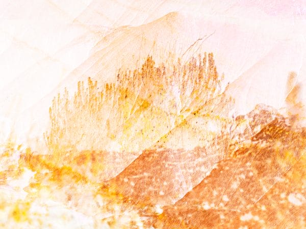 photographic abstract desert art created by combining three images and processing to change the colors and elements