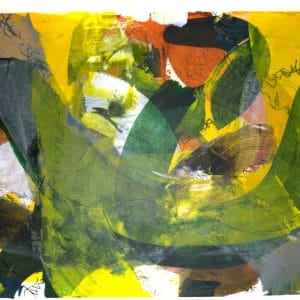 an abstract painting using asemic elements, signifying our artistic voice before we are aware of it