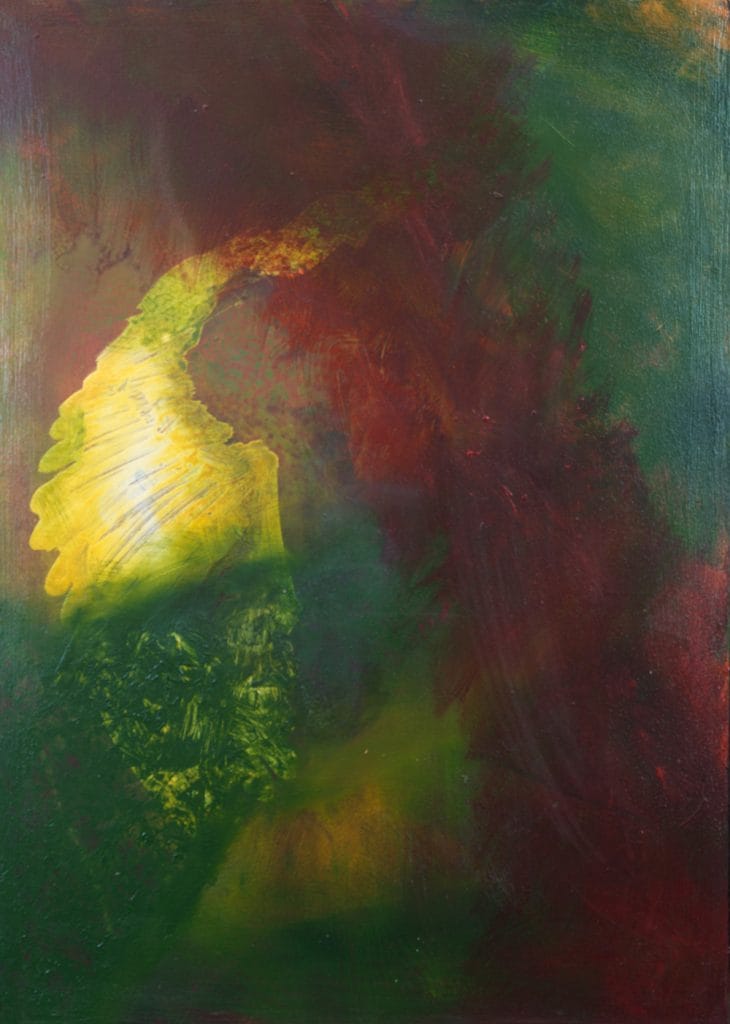 a dark to light abstract painting painting representing the emergence of an idea from many different sensations