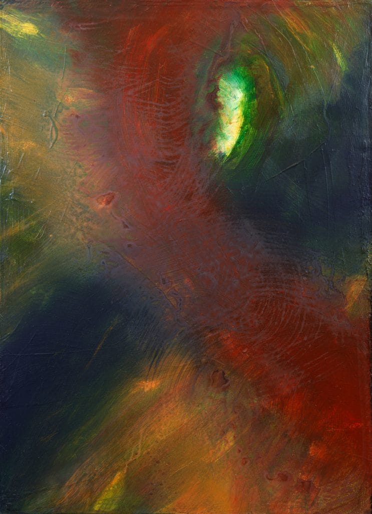 a dark to light abstract painting painting representing the emergence of an idea from many different sensations