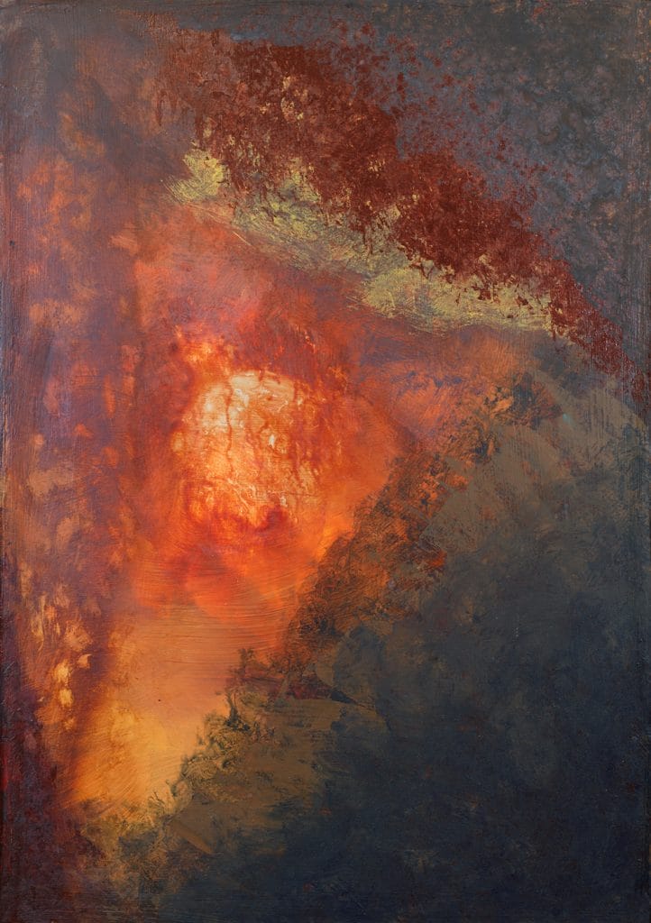 a dark to light abstract painting painting representing the emergence of an idea from many different sensations