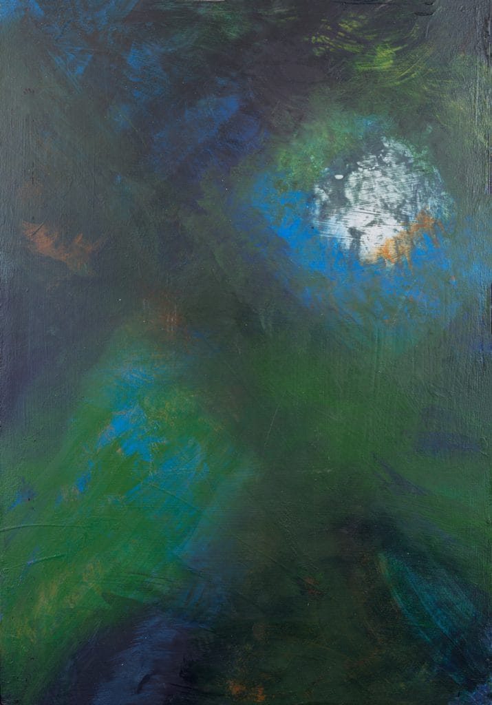 a dark to light abstract painting painting representing the emergence of an idea from many different sensations